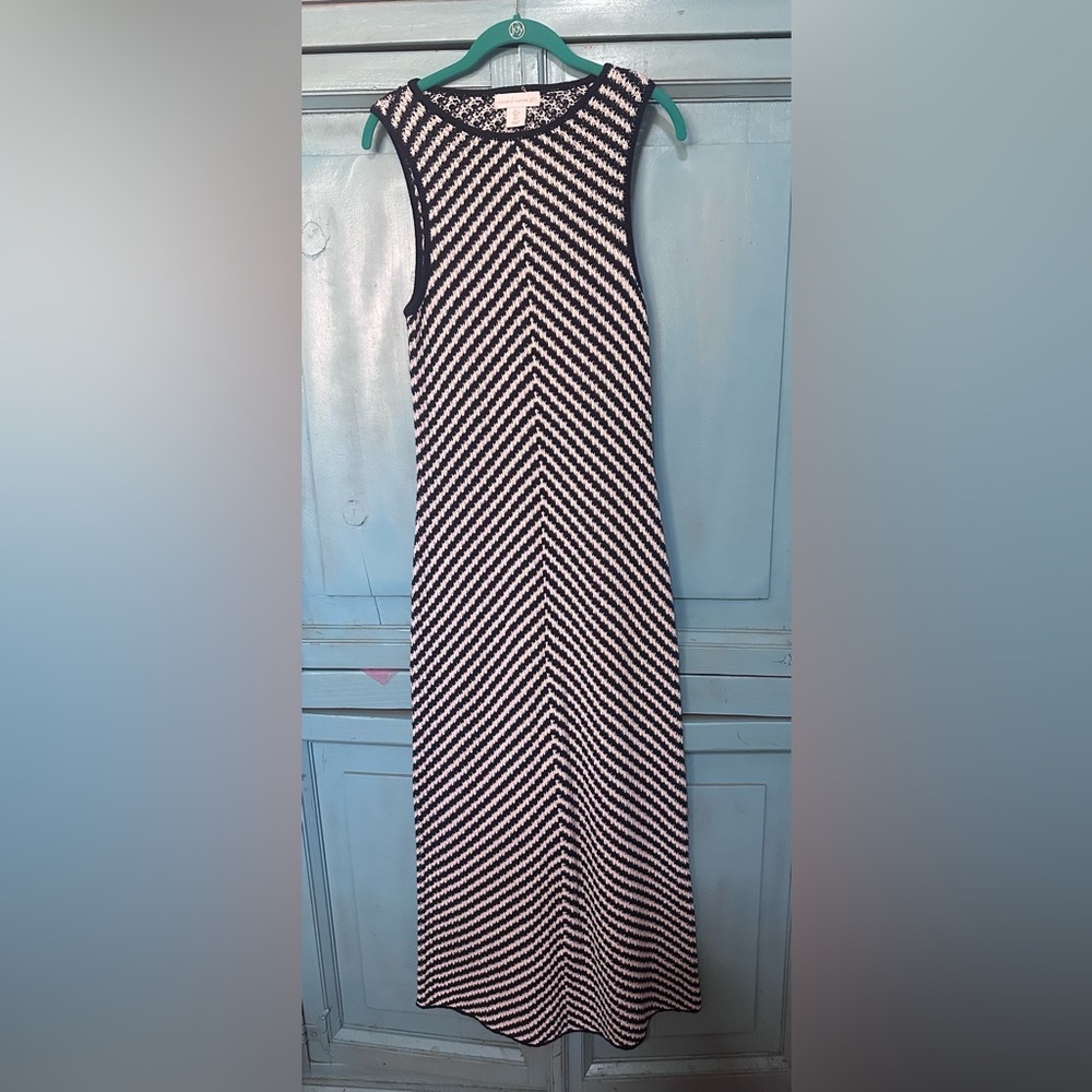 House of Harlow 1960 Blue & White Chevron Knit Maxi Dress